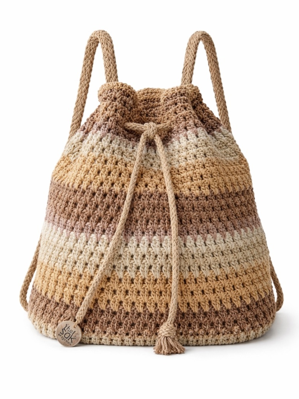 The Sak Crochet Drawstring Backpack Boho Bucket Bag - Picture 2 of 10